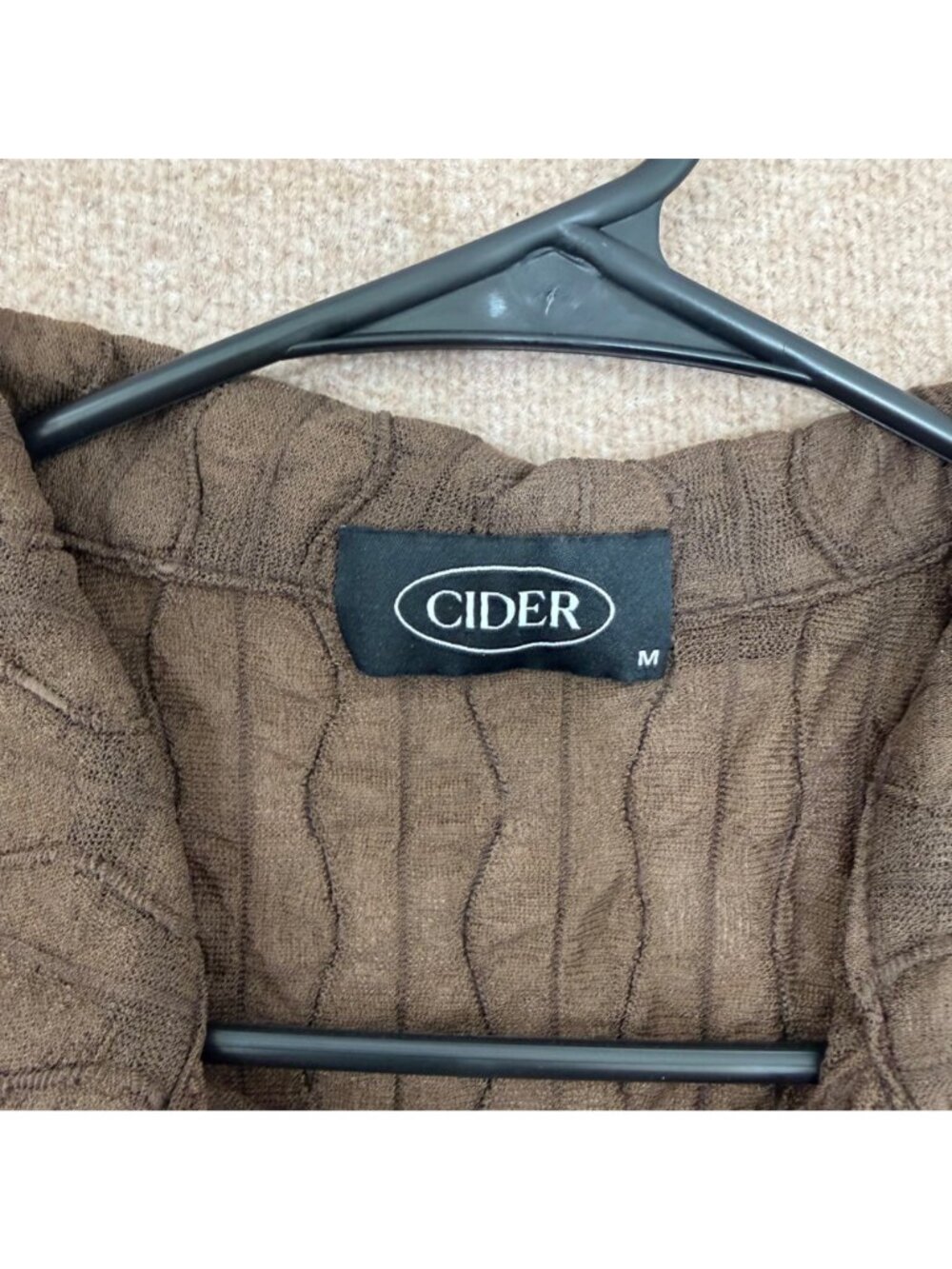 Cider Brown Sheer Ruched Button-Up Tie Front Crop Top Size M - Picture 2 of 10
